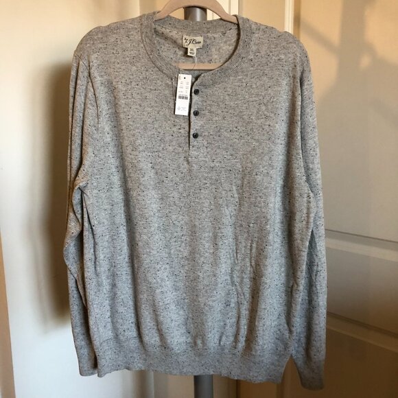 Knit for J. Crew Hanley Sweater Size Mens XL Silk Cotton Blend Light Grey - Picture 1 of 16